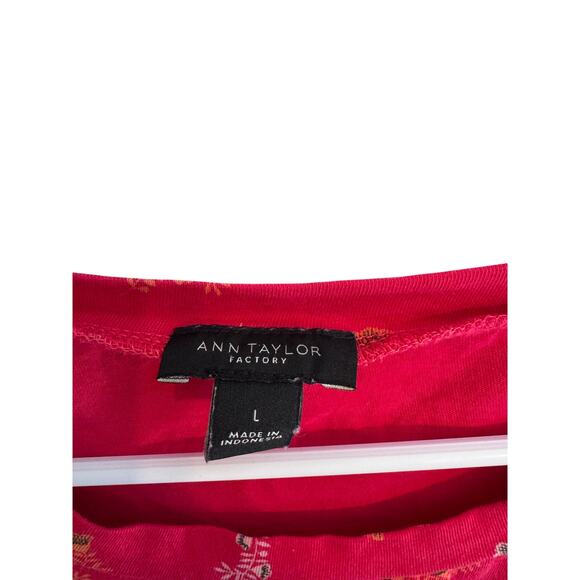 Red Puffed Short Sleeve Shirt by Ann Taylor Size Small - Picture 2 of 2